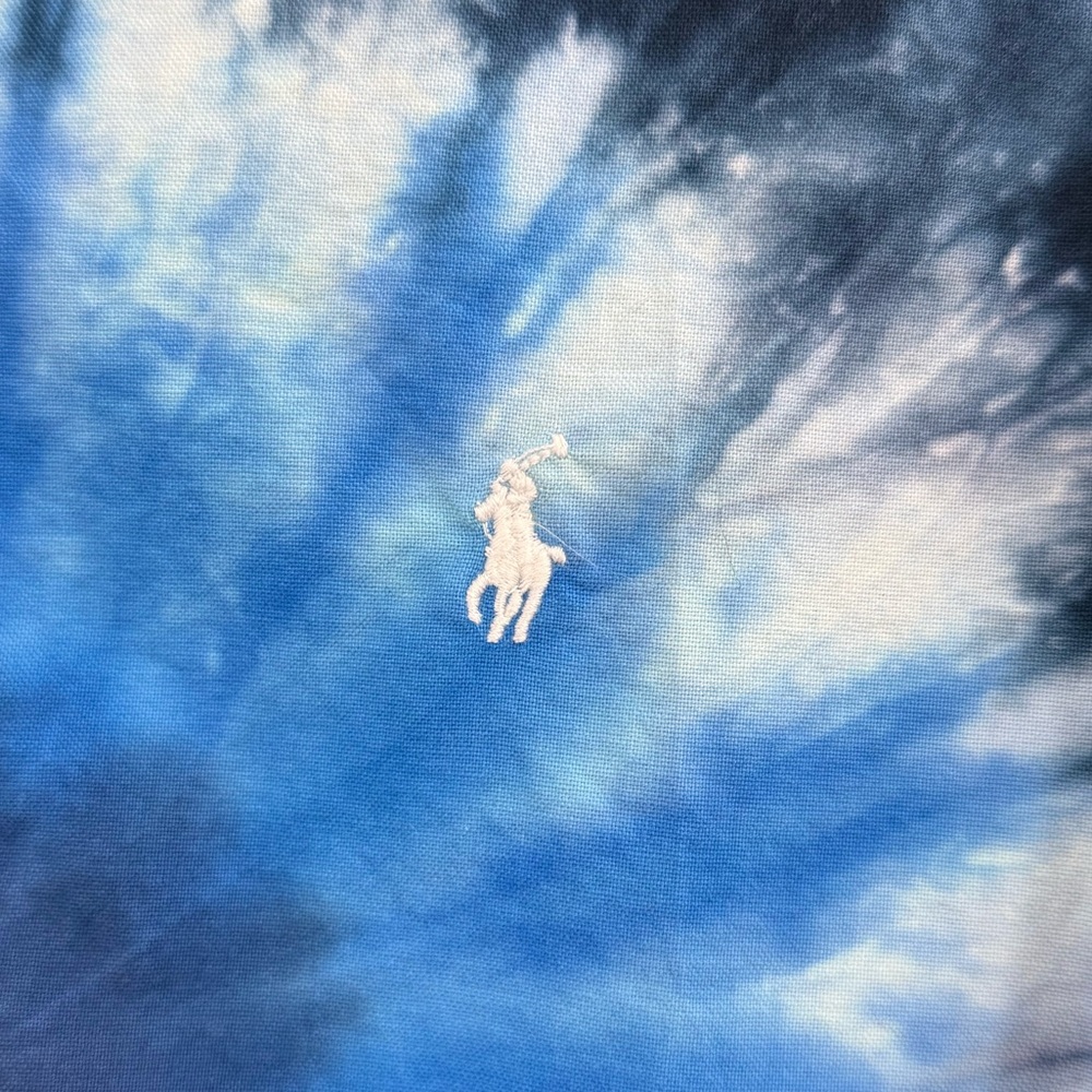 Polo Ralph Lauren Blue Tie Dye Oxford Shirt Logo Button Down Festival Statement - Picture 6 of 12